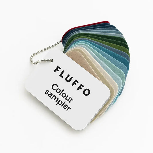 Fluffo Colour Chart Booklet on white background Decormania UK