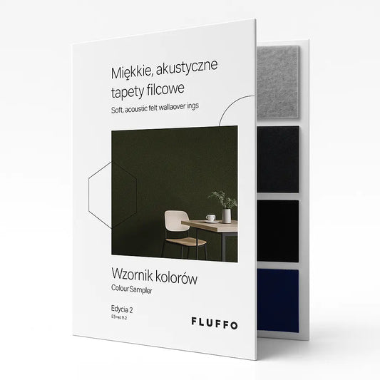 Fluffo Wallpaper Colour Sampler Book on white background Acoustic Wallpaper Swatches Decormania UK