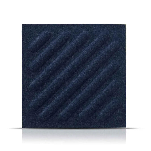 SQUARE RIFT 2 3D Acoustic Felt Wall Panels on white background NAVY Multipack Decormania UK