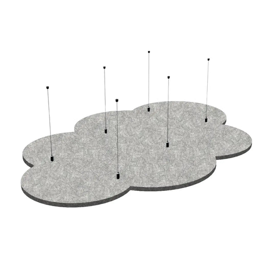 Suspended Ceiling Panels - Acoustic Felt CLOUD L silver grey watch on white background Decormania UK