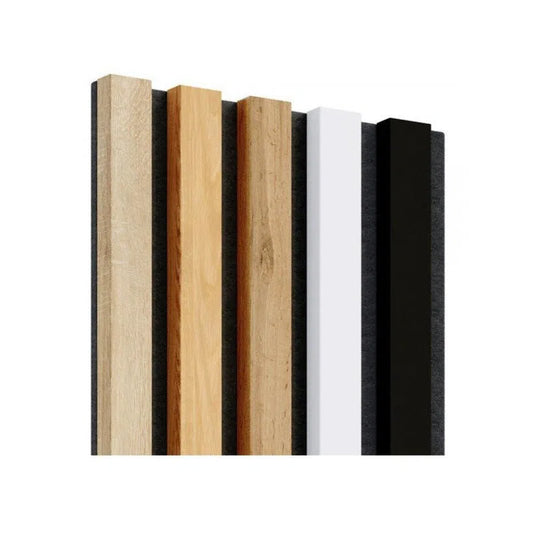 Wooden Acoustic Panels - Square OAK Wall Slats Sample on white background DecorMania UK