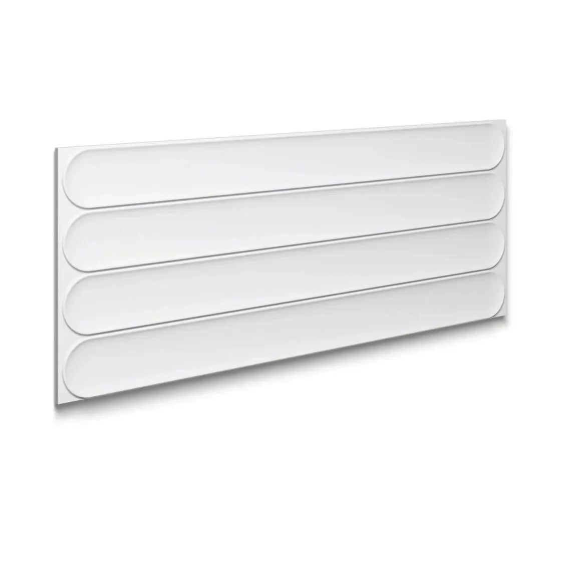 White decorative wall panel with elongated rounded relief motifs.