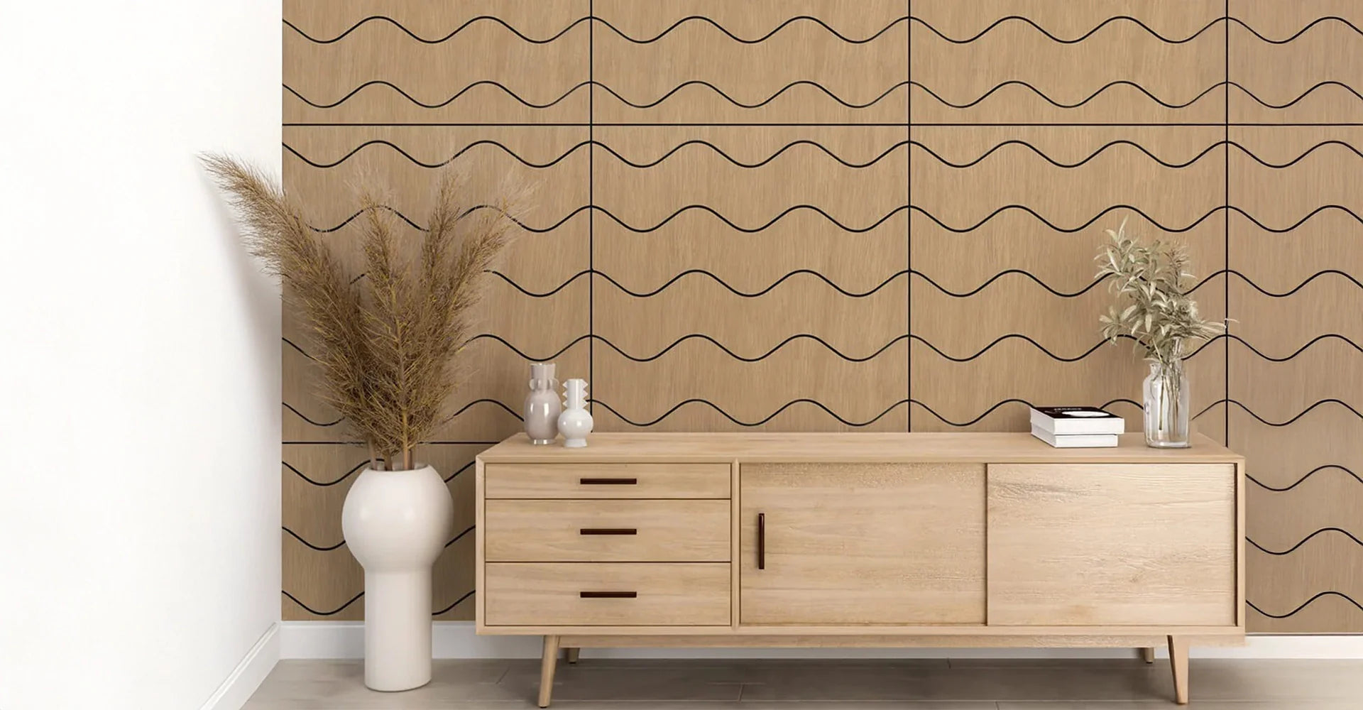 MDF Milled Acoustic Panels for Living Room feature wall Decormania UK