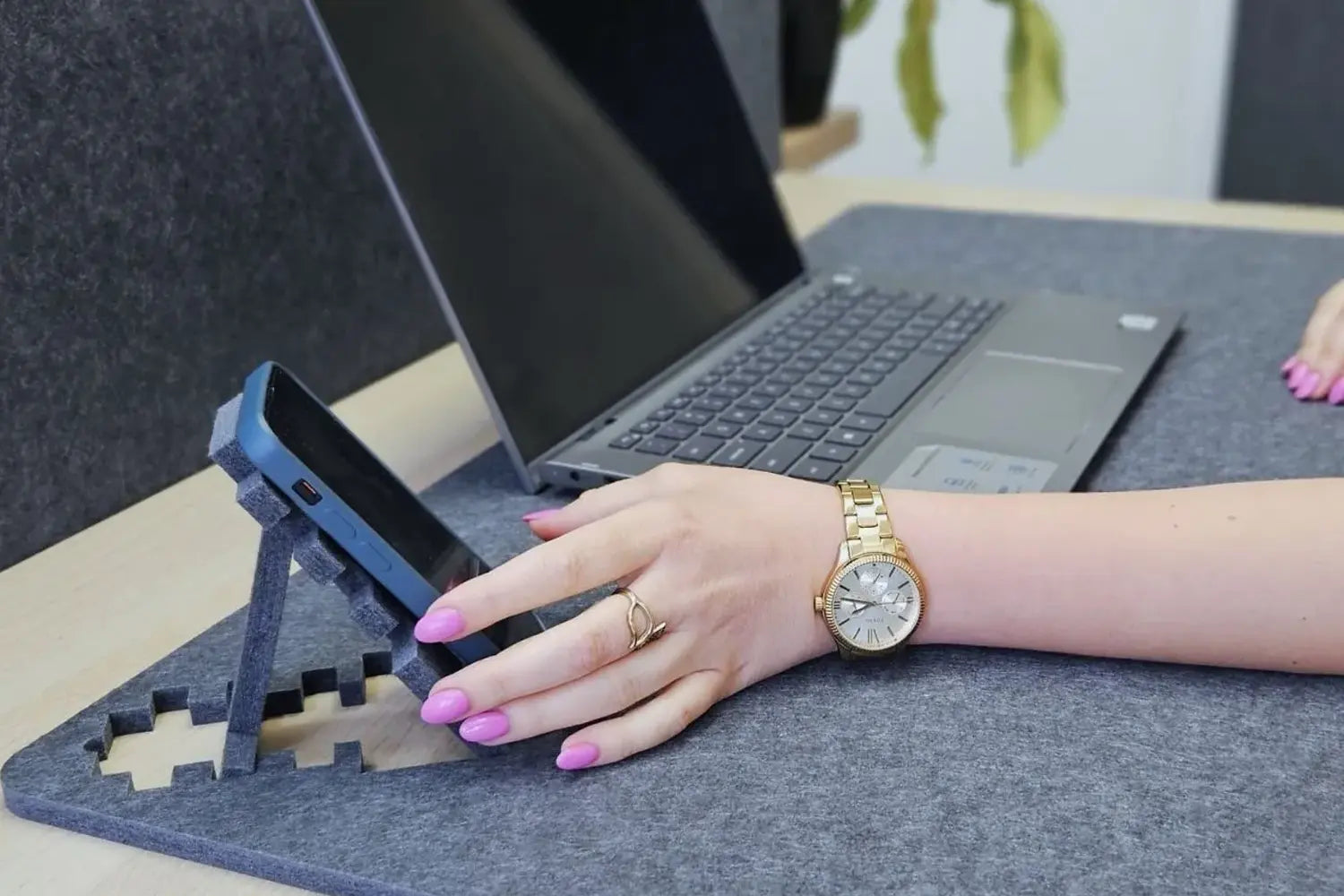 Office decor - deskpad with phone holder