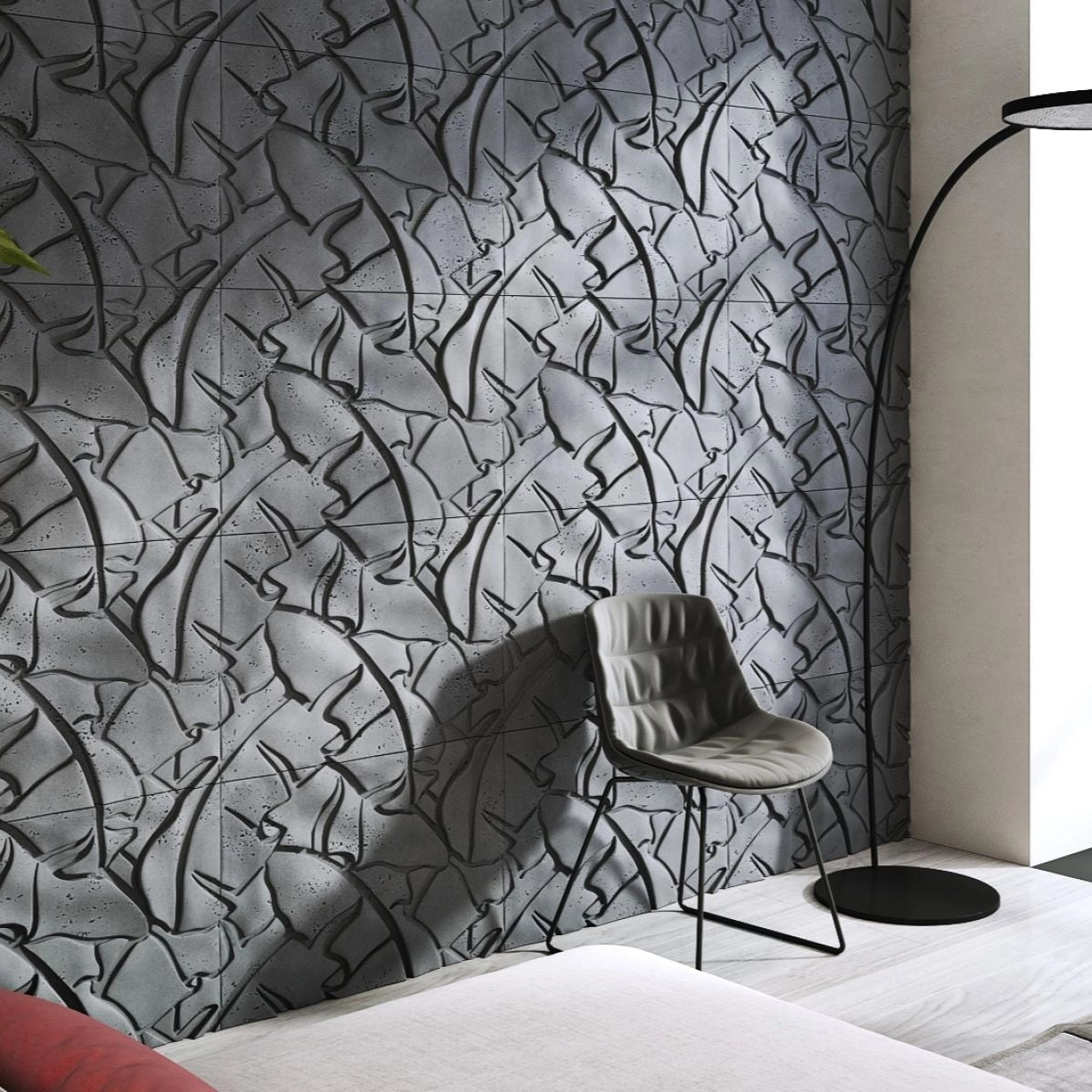 3D Concrete Wall Panels LEAF feature wall Decormania UK