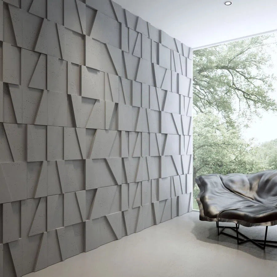 3D Concrete Wall Panels BOOKCASE in a modern interior | DecorMania UK