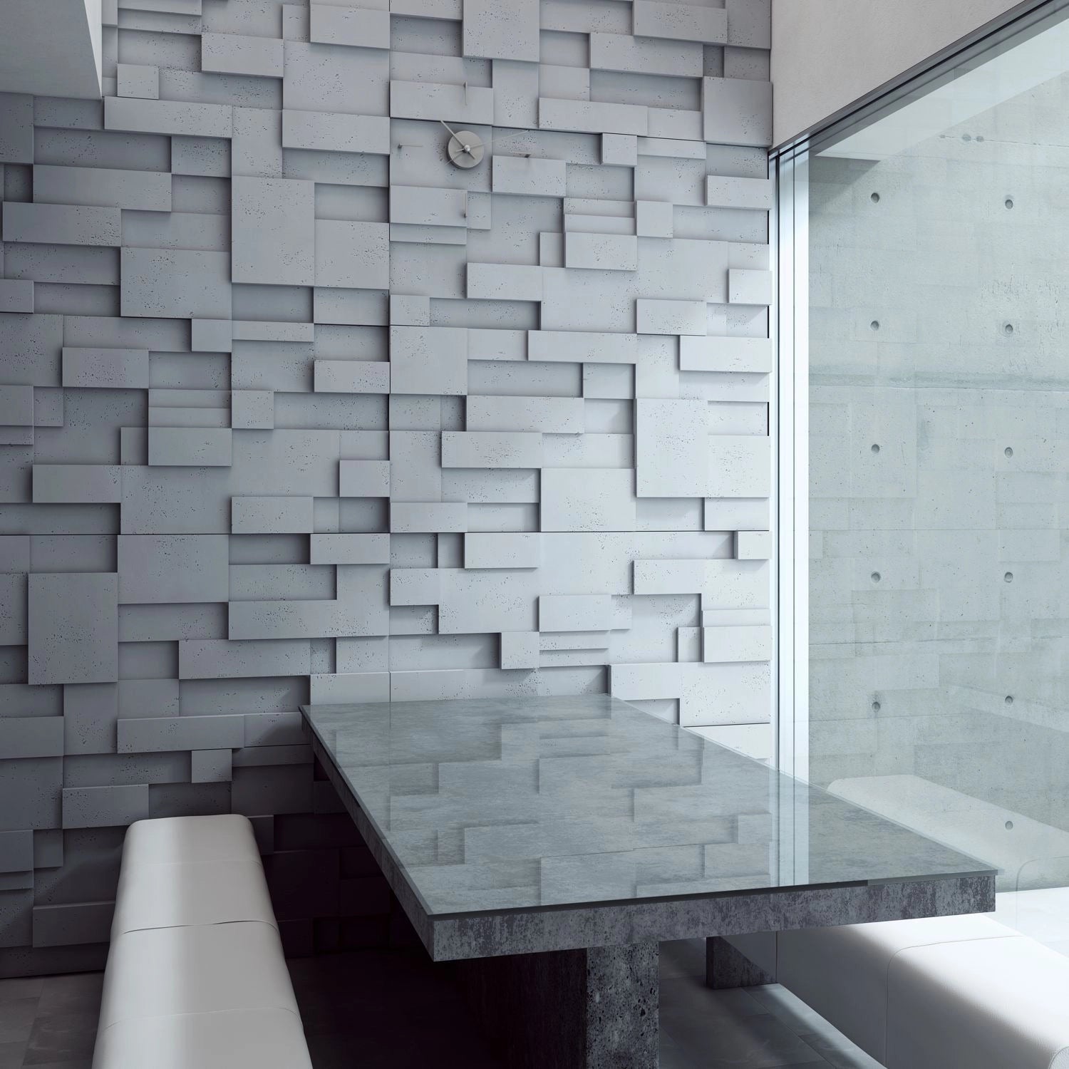 3D Concrete Wall Panels STAIRS feature wall in modern interior Decormania UK