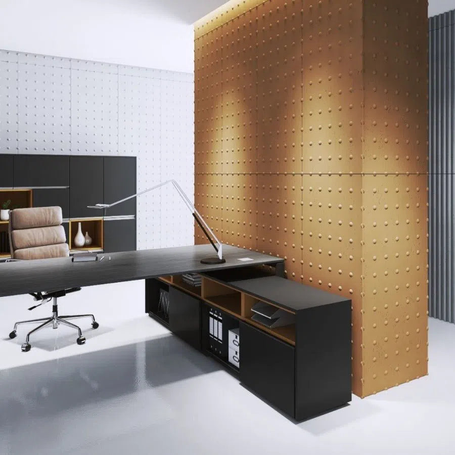 3D Concrete Wall Panels STEEL DOTS in modern interior | DecorMania UK