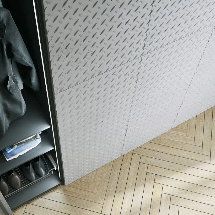 3D Concrete Wall Panels STEEL SHEET in a stylish interior | DecorMania UK