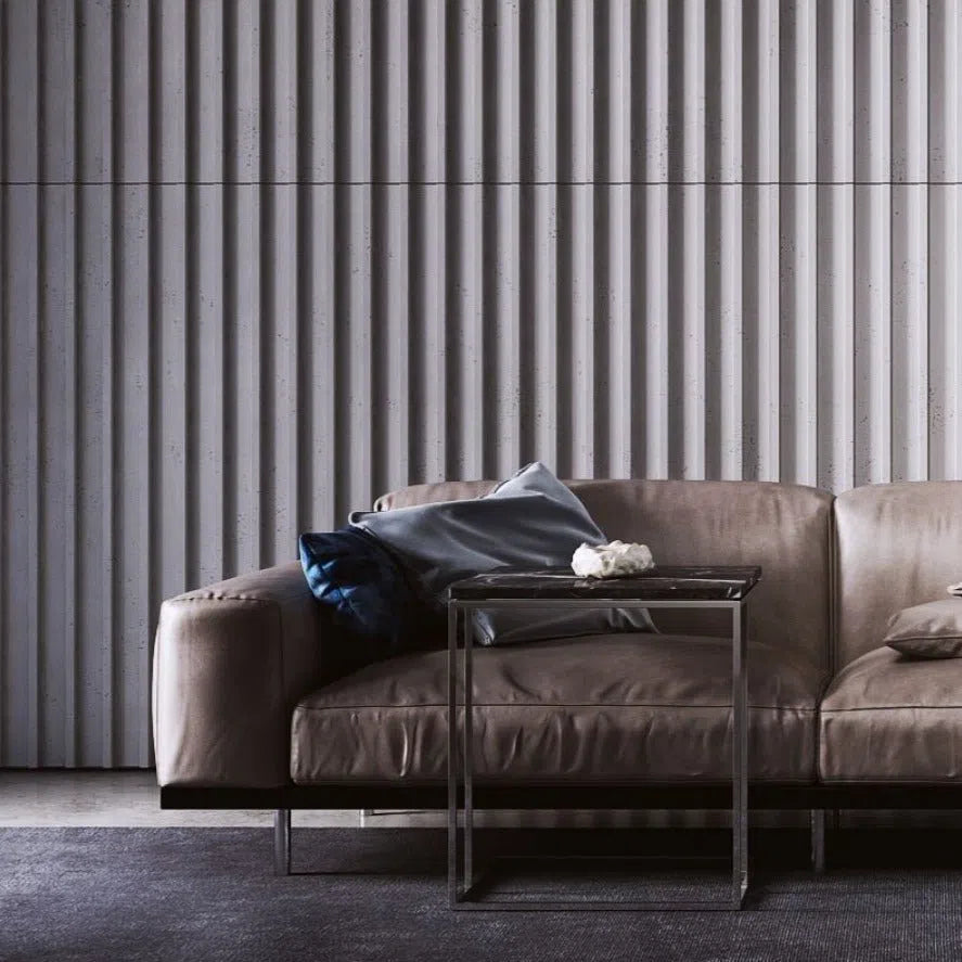 3D Concrete Wall Panels RIFT L  in a modern living room | DecorMania UK
