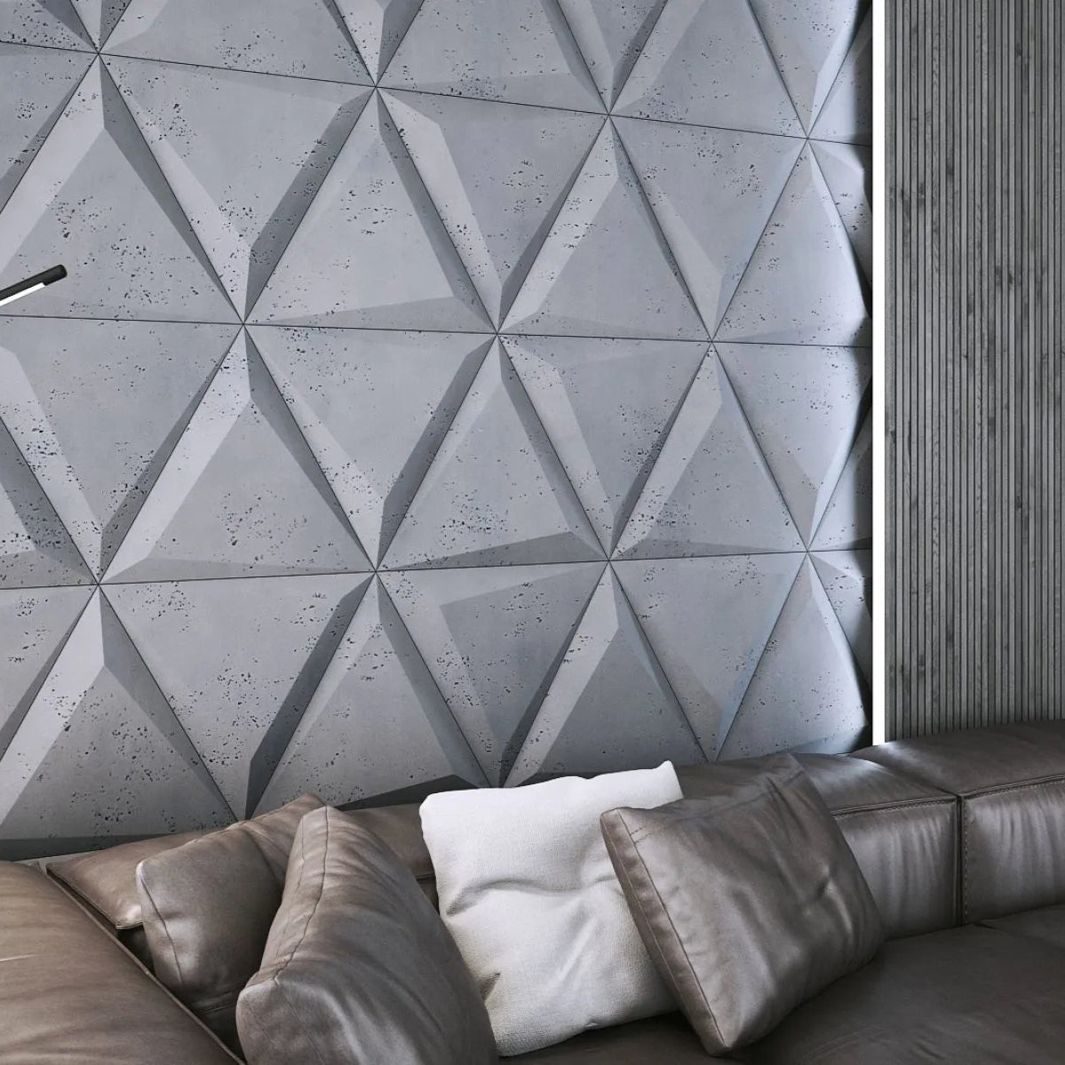 3D Concrete Wall Panels ARROW in living room interior Decormania UK