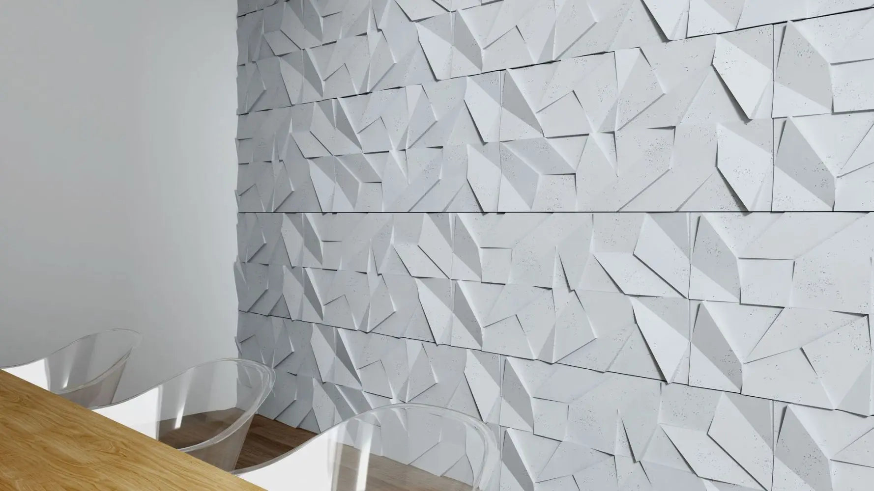 3D Concrete Wall Panels MULTICRYSTAL in dining room interior Decormania UK