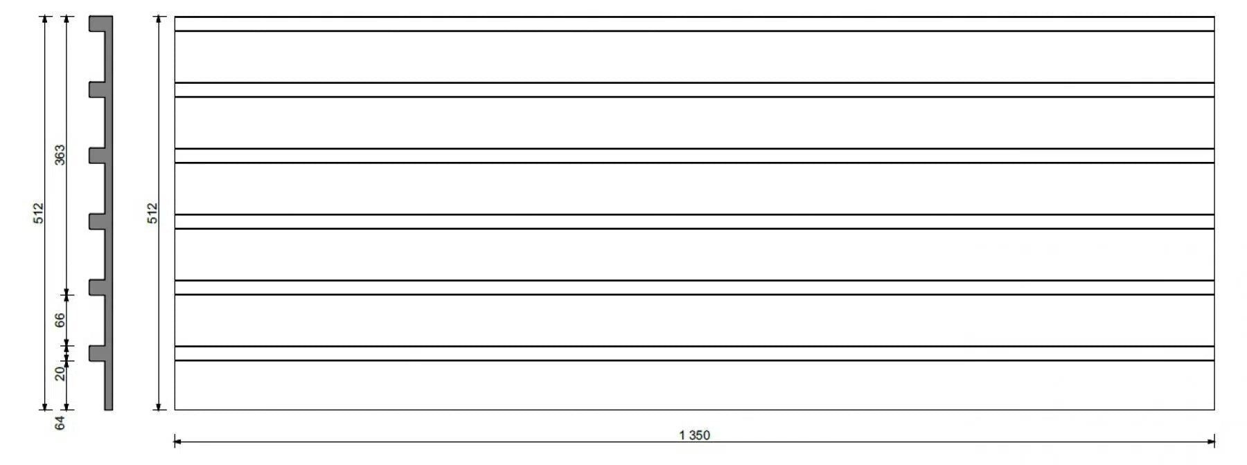 Dimensions of 3D Concrete Wall Panel RIFT L  | DecorMania UK