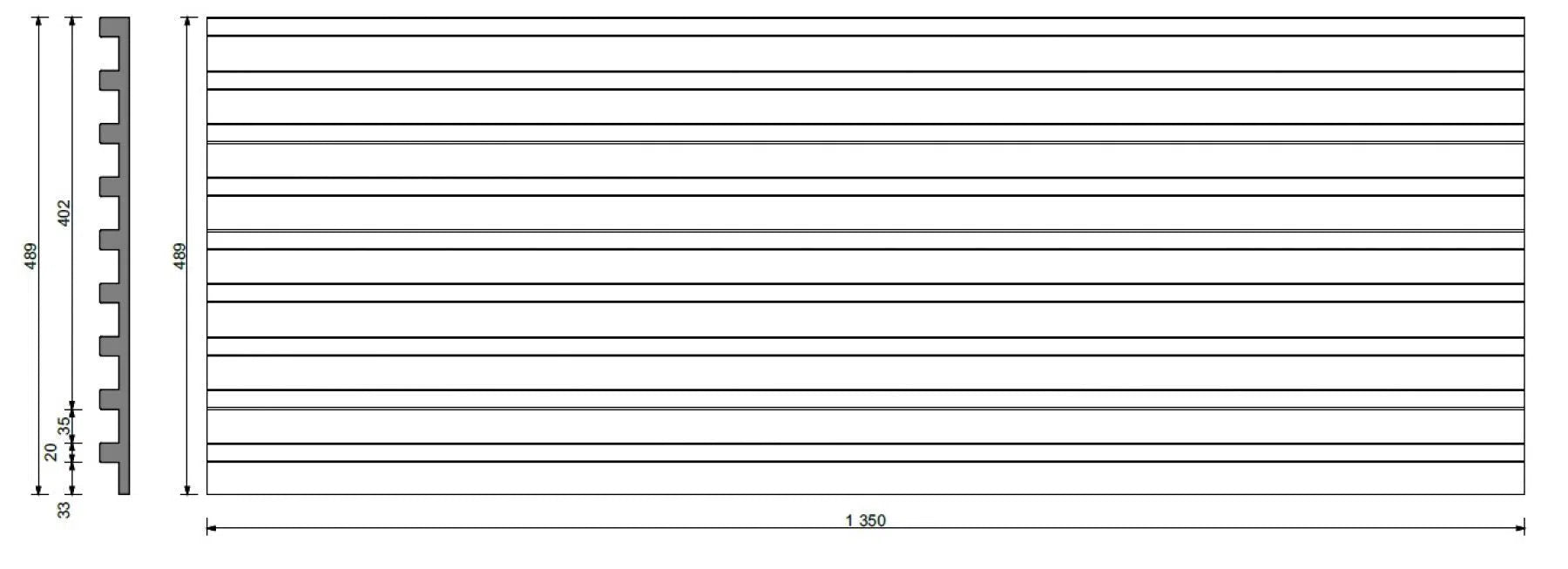 Dimensions of 3D Concrete Wall Panel RIFT M  | DecorMania UK