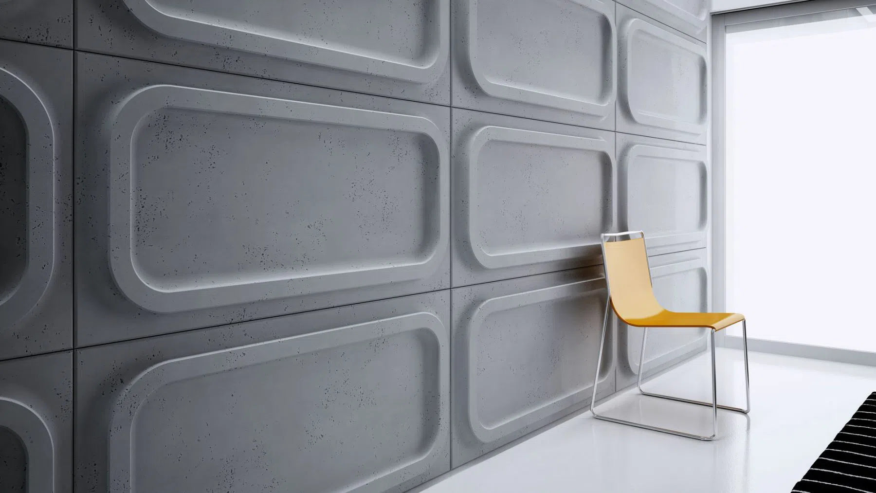 3D Concrete Wall Panels PORTHOLE in a modern interior | DecorMania UK
