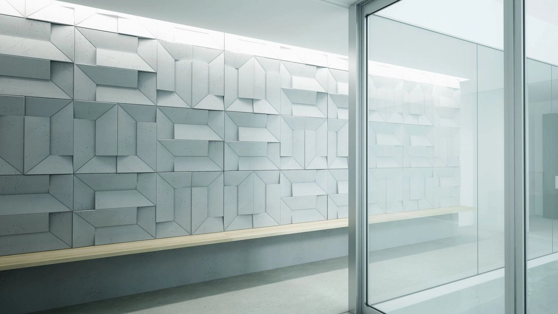 3D Concrete Wall Panels TRANSFORMER hallway feature wall Decormania UK