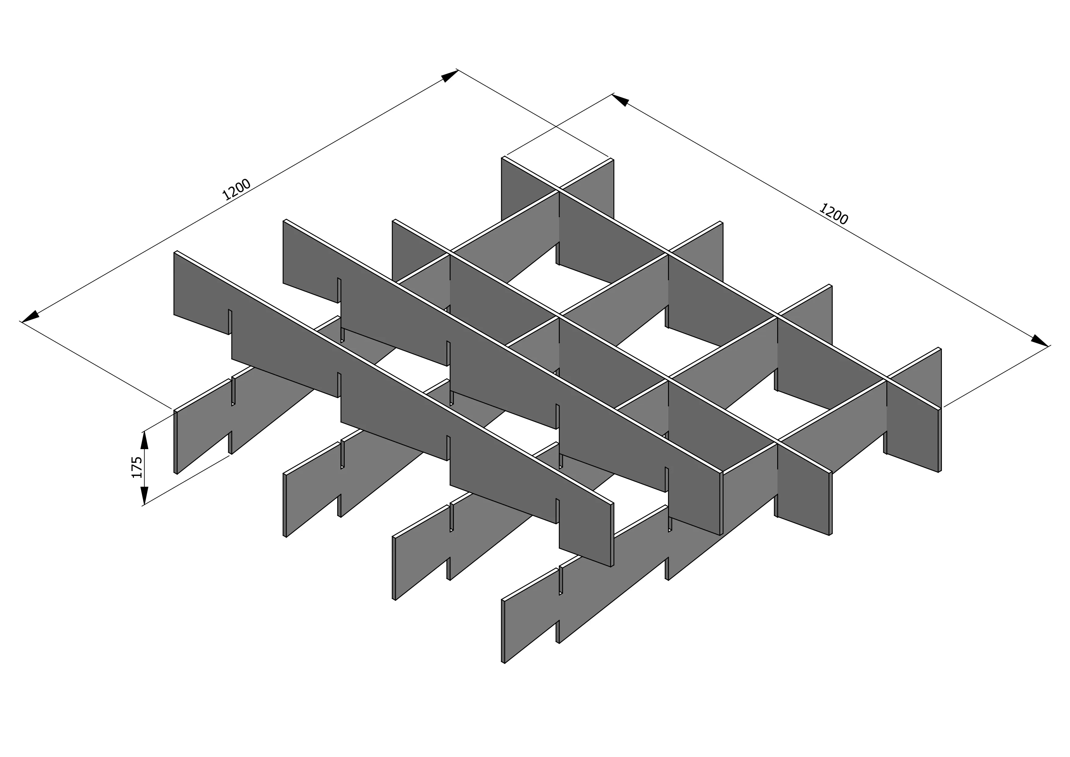 3D Felt Acoustic Ceiling Baffles - SQUARE dimensions on white background Decormania UK
