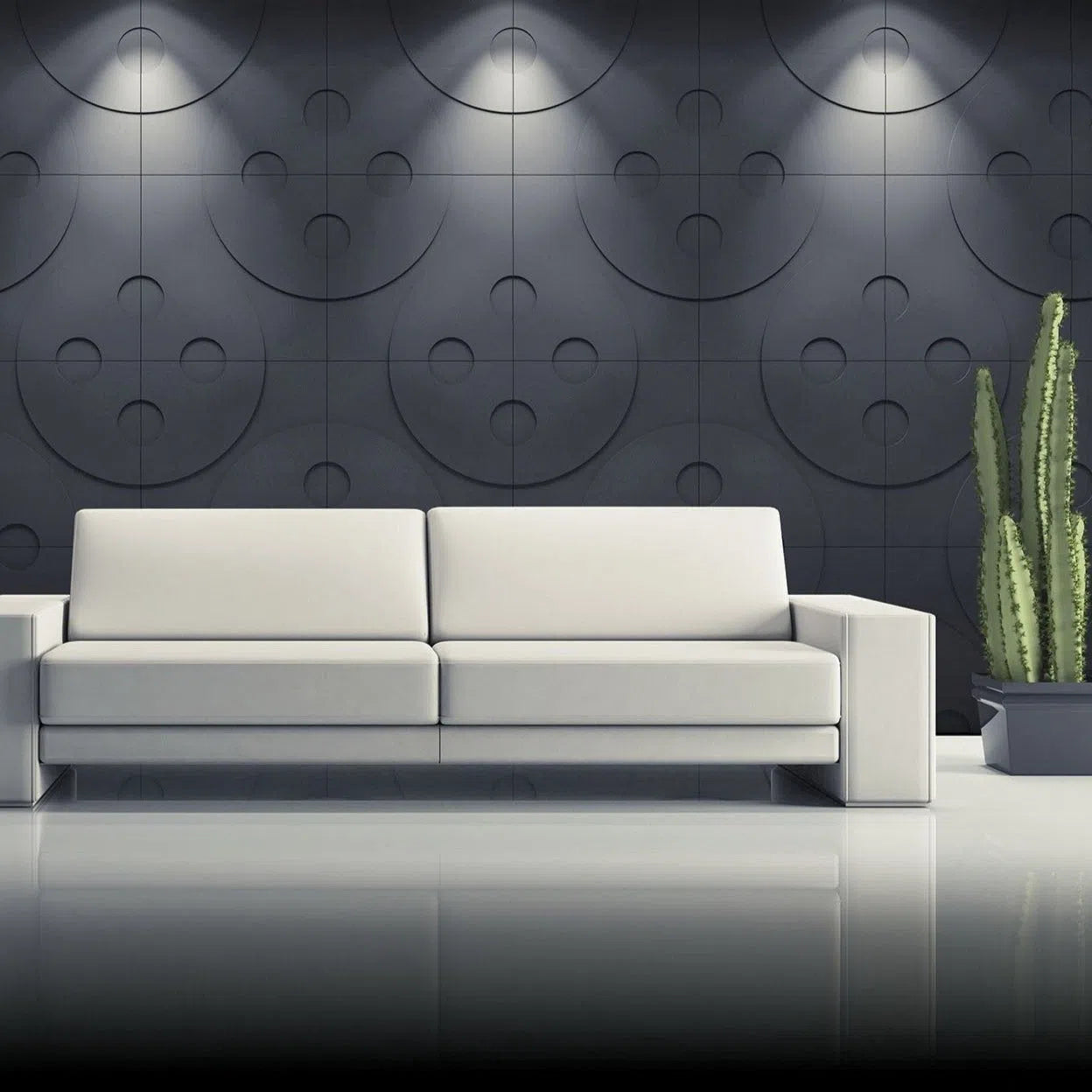 3D Gypsum Wall Panels – BUTTONS - Gypsum Panels in modern living room  | DecorMania UK 