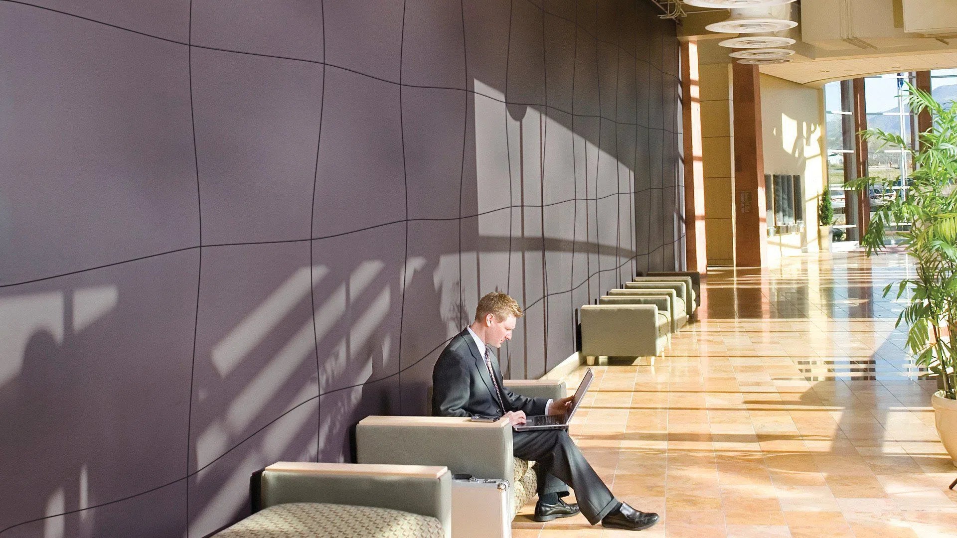 3D Gypsum Wall Panels - FLEX - Gypsum Panels in a modern office lounge  | DecorMania UK