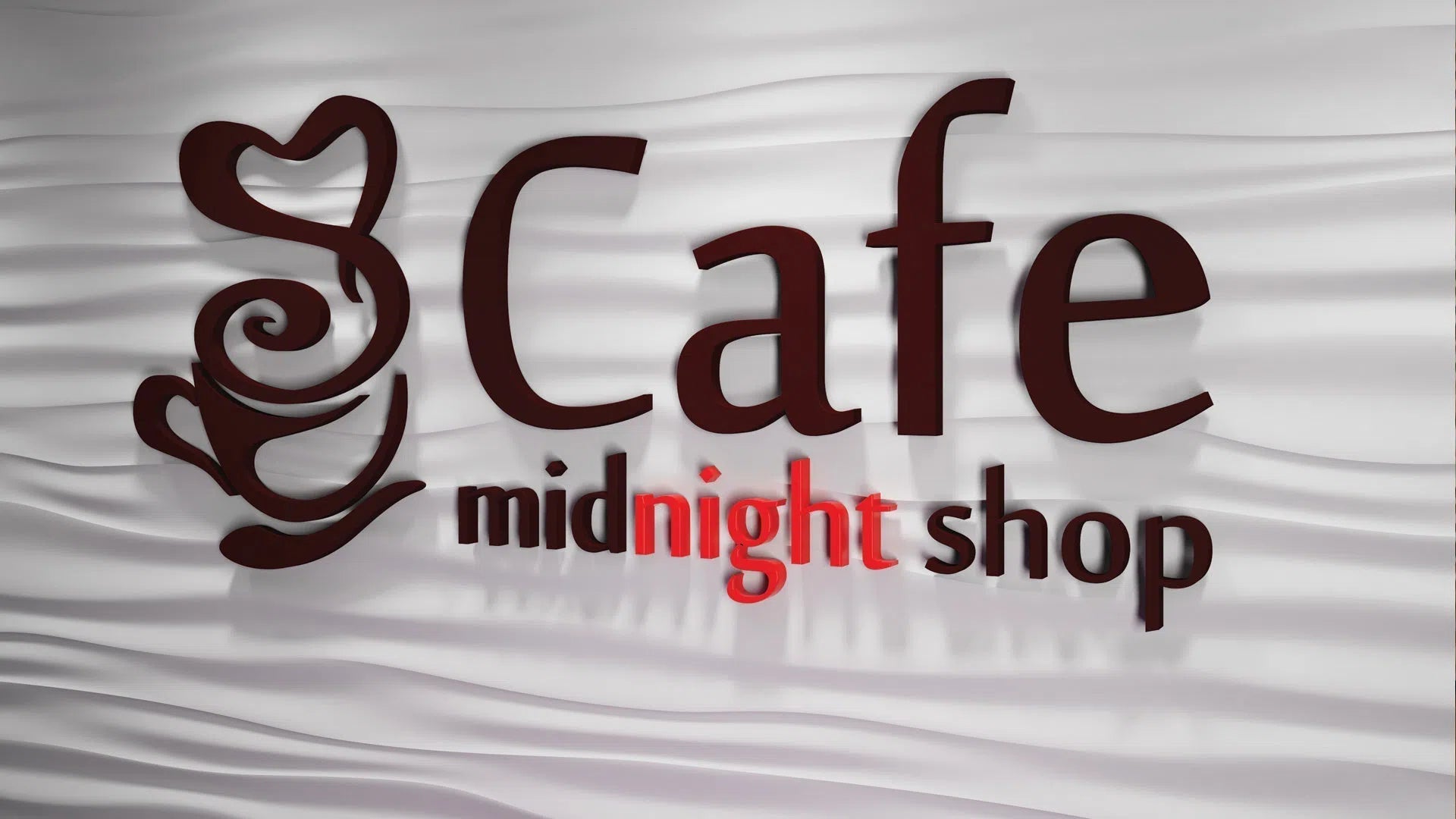 3D Gypsum Wall Panels - RIPPLES - Gypsum panels with a wavy texture used as a backdrop for a café sign | DecorMania UK