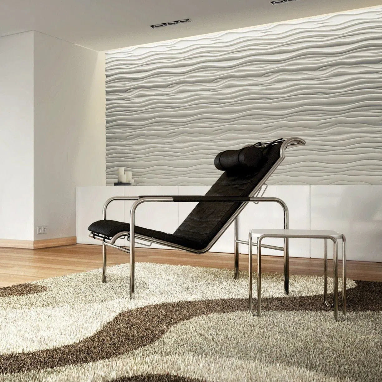 3D Gypsum Wall Panels - STREAM - Gypsum Panels in modern living room  | DecorMania UK 