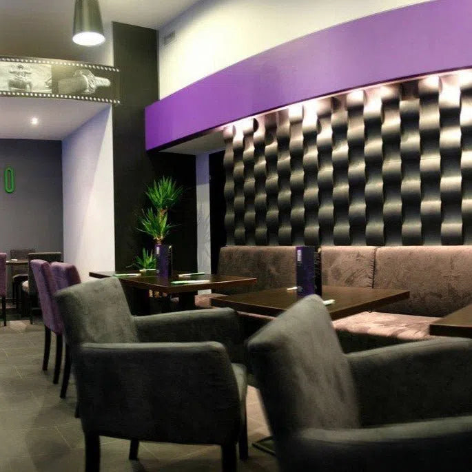 3D Gypsum Wall Panels - TWIST - Gypsum Panels  on the wall in a modern living room | DecorMania UK