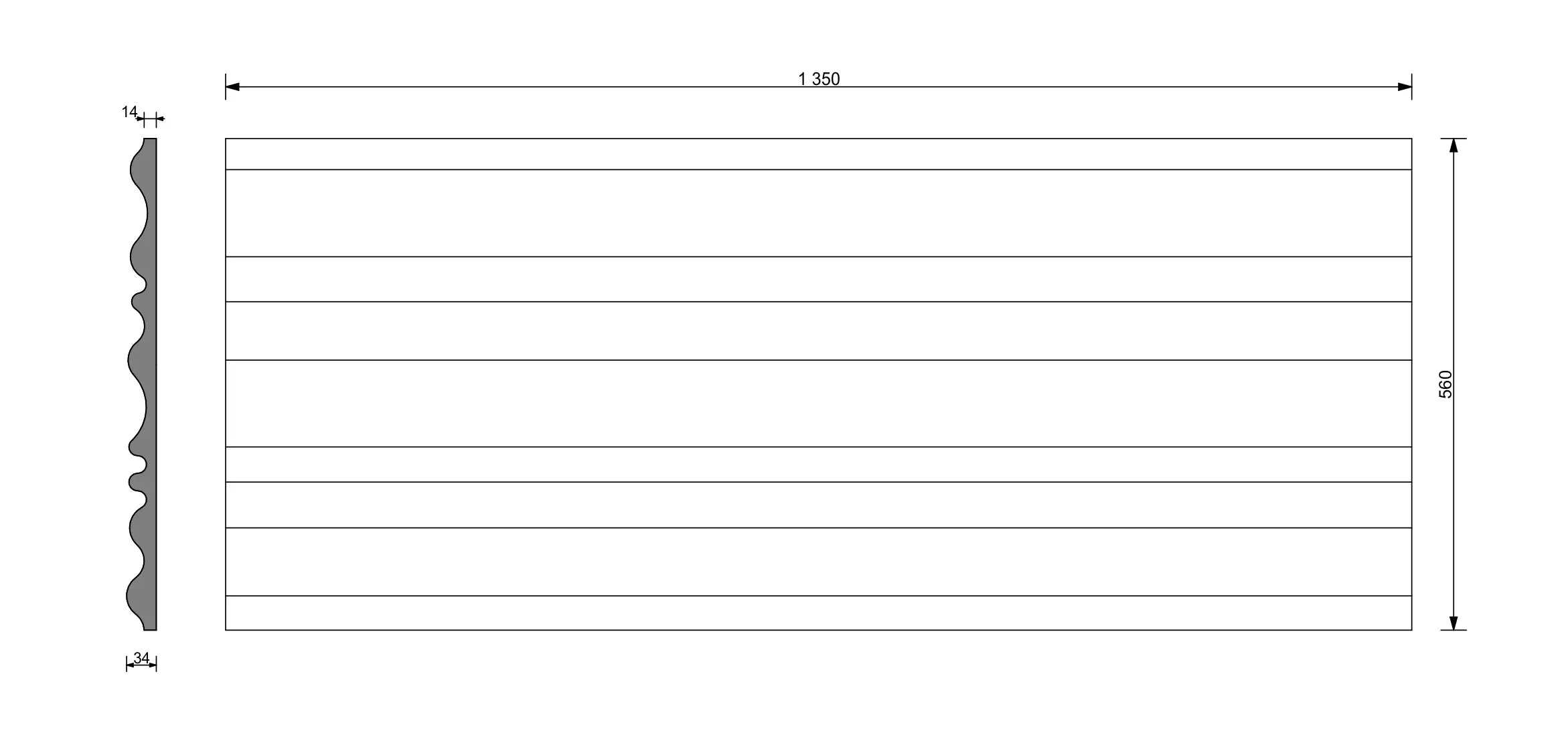 3D Concrete Wall Panels CURTAINS dimensions on white background DecorMania UK