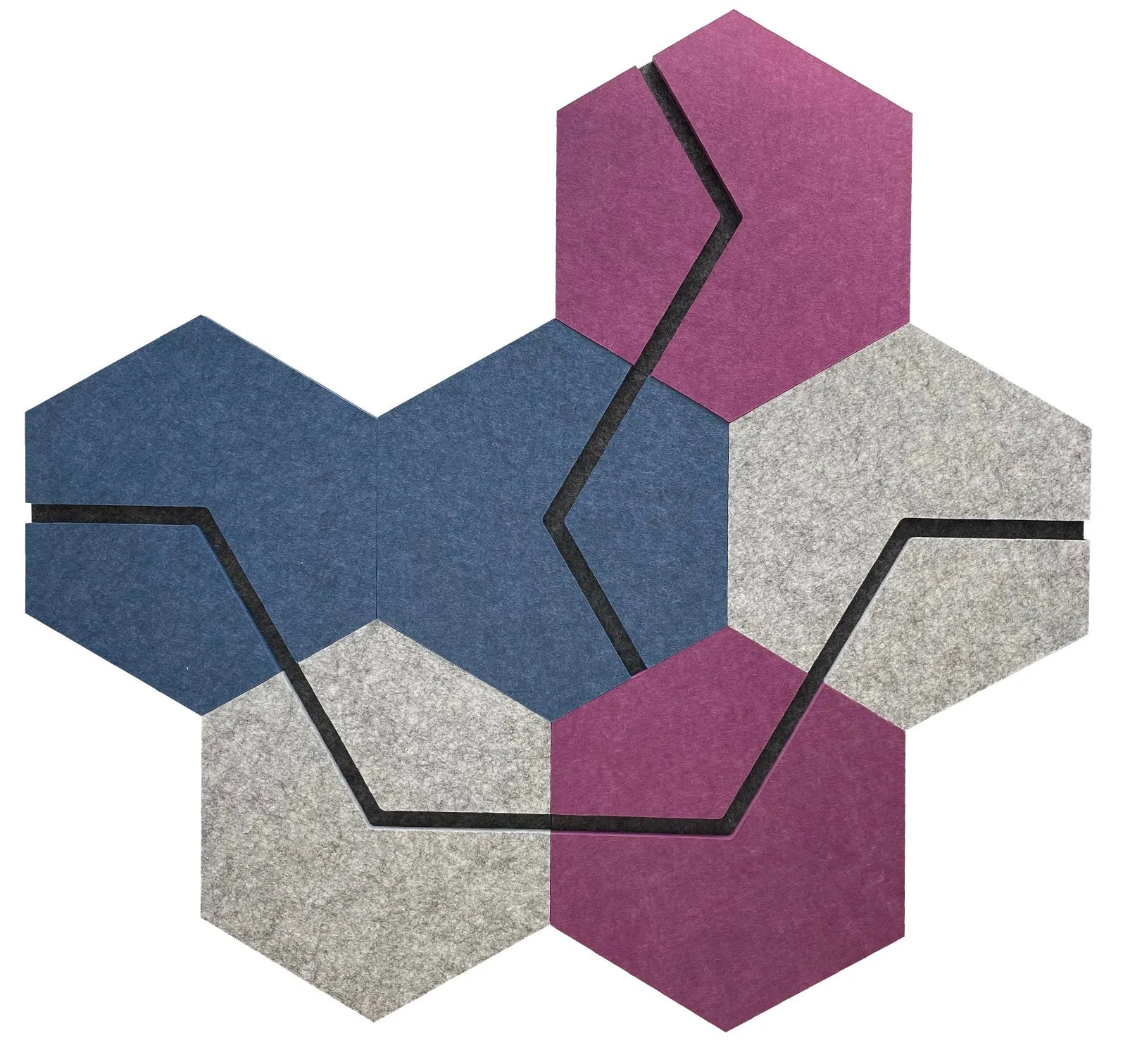 Decorative 3D Felt Wall Tiles DECO2 blue panel composition on white background Decormania UK 