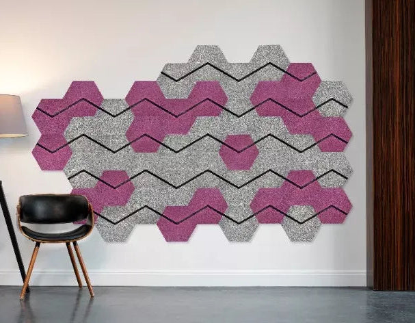3D Felt Wall Tiles DECO2 pnk and grey composition Decormania UK