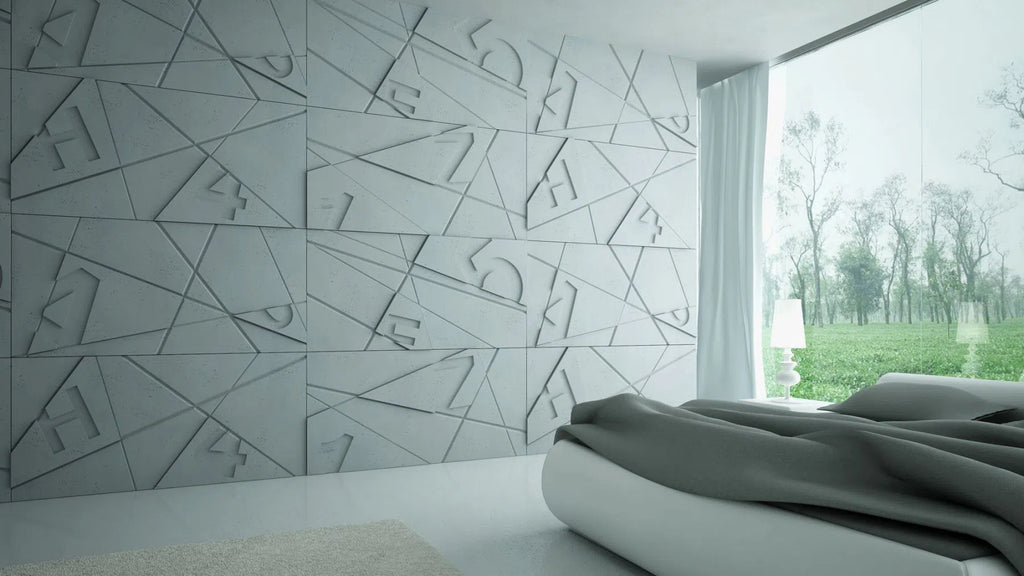 3D Concrete Wall Panel GRAPHICS in a modern interior | DecorMania UK