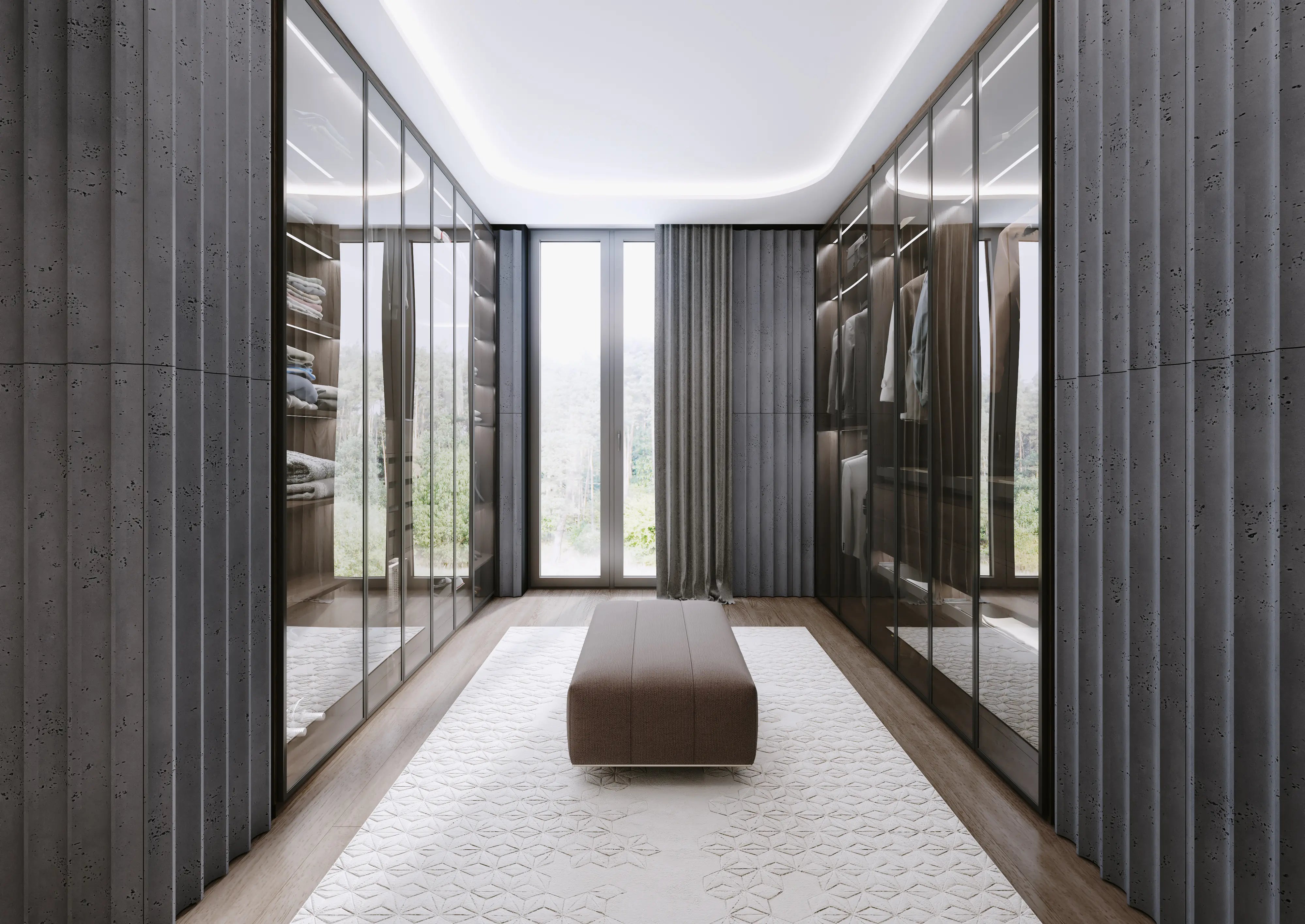 3D Concrete Wall Panels GROOVER in modern wardrobe Decormania UK