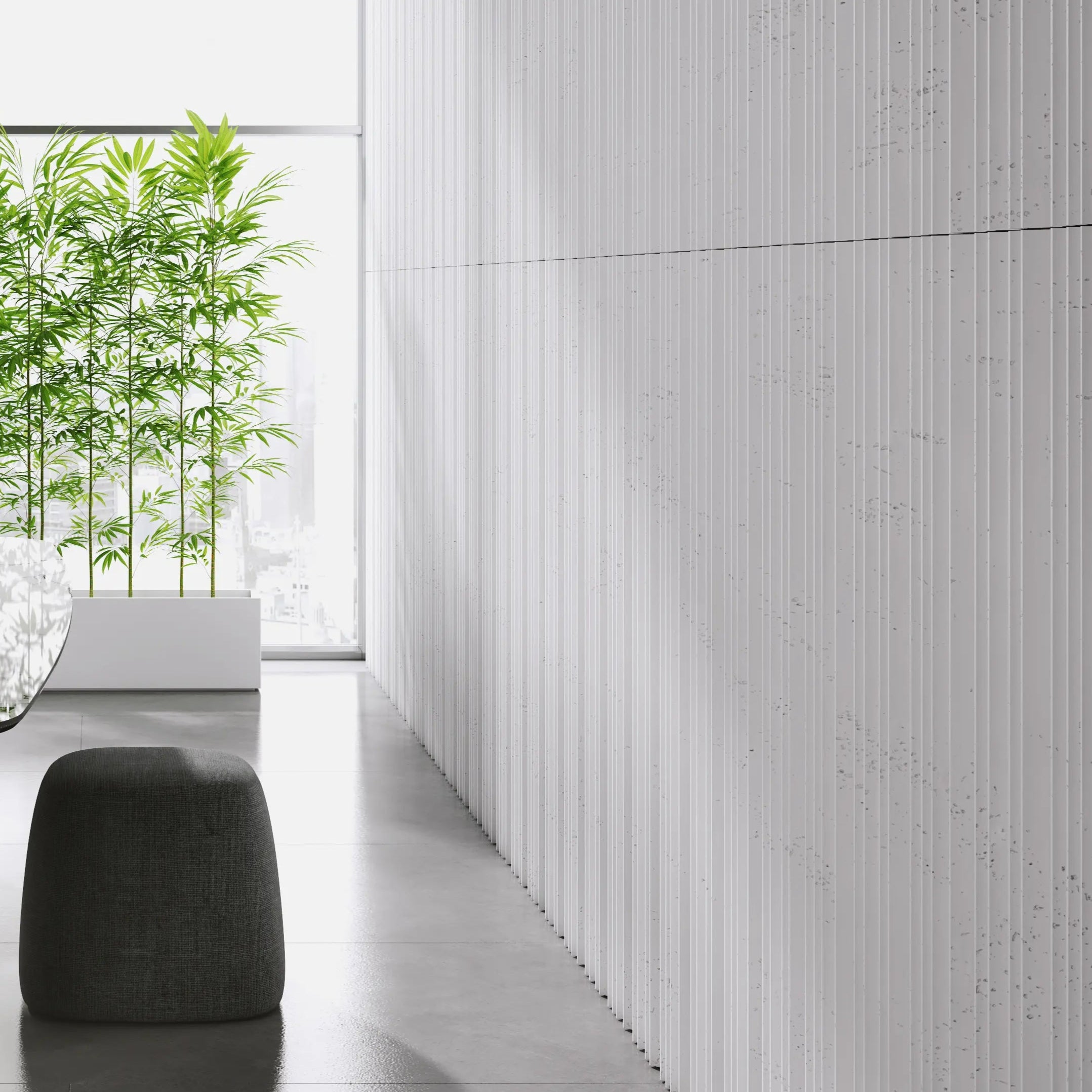 3D Concrete Wall Panels STRIPES in modern dining room interior DecorMania UK
