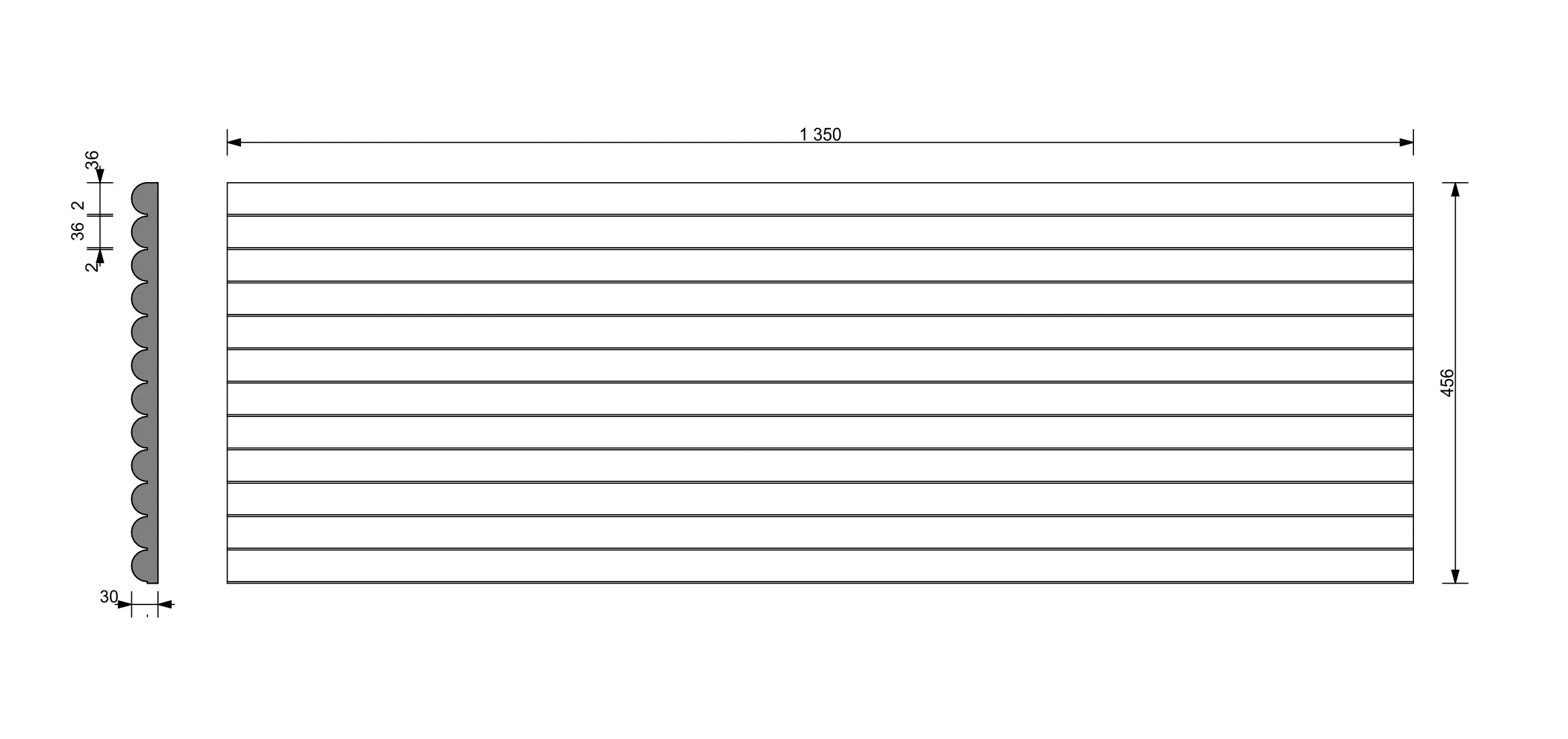 3D Concrete Wall Panels TUBES dimensions on white background DecorMania UK