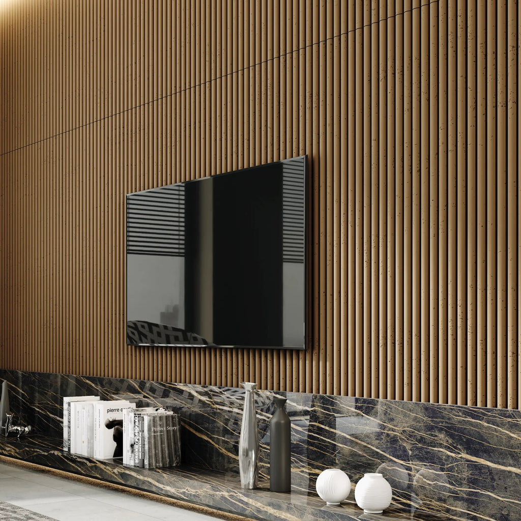 3D Concrete Wall Panels in cozy living room interior TUBES DecorMania UK