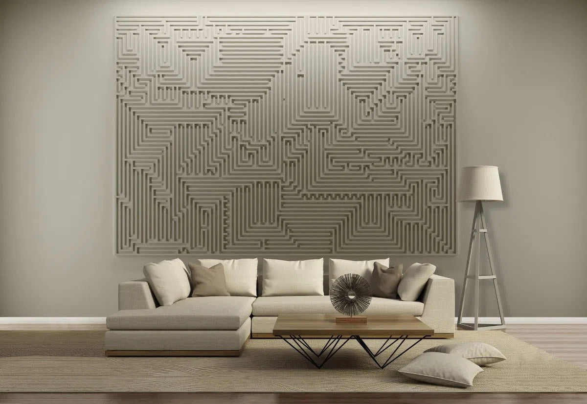 3D MURAL - ARCHETYPE - Gypsum Wall Panels in modern living room  | DecorMania UK 
