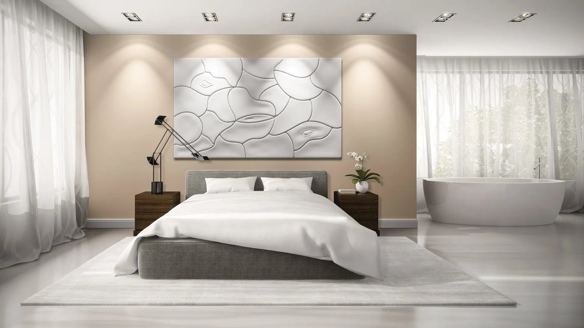 3D MURAL - MOUGINS - Gypsum Wall  Panels in luxurious bedroom | DecorMania UK 