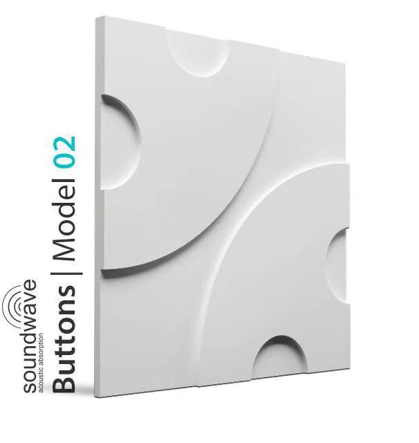 3D Wall Panel – BUTTONS - Gypsum Panels on white background | DecorMania UK 