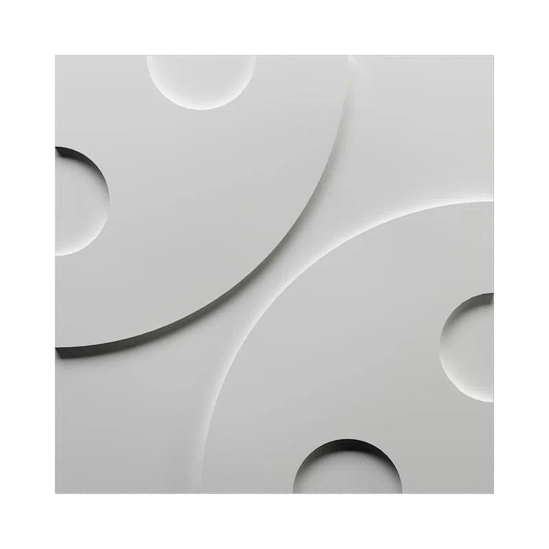 3D Wall Panel – BUTTONS - Close-up of gypsum panel with curved geometric cutouts in white | DecorMania UK
