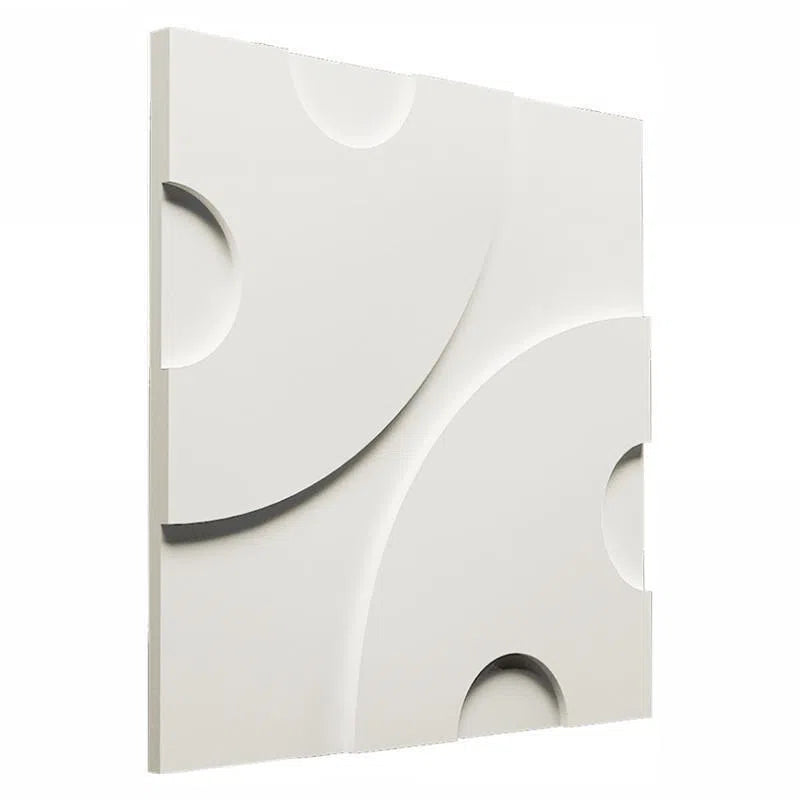 3D Wall Panel – BUTTONS -  Close-up of Gypsum Panel with curved geometric cutouts in white | DecorMania UK