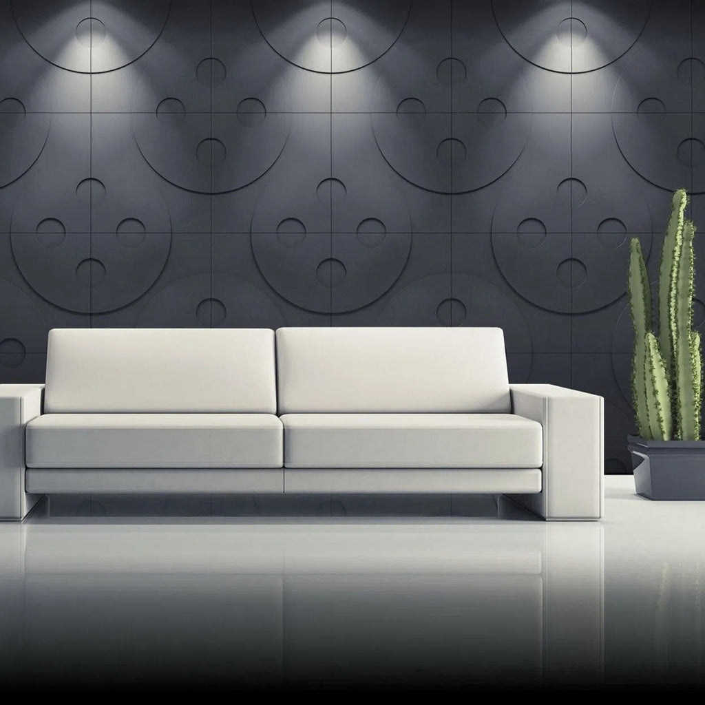 3D Wall Panel – BUTTONS - Gypsum Panels in modern living room  | DecorMania UK 