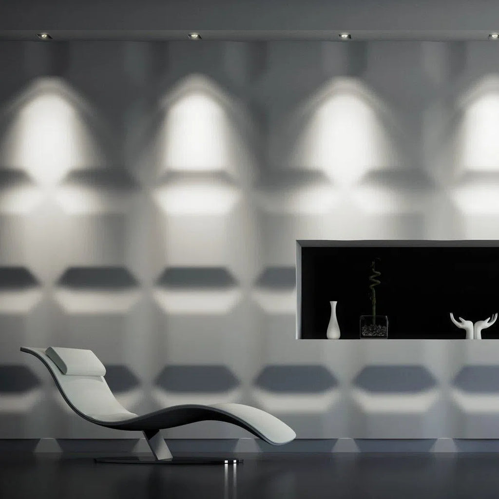3D Wall Panel - CHOCOLATE BAR - Gypsum Panels in modern living room | DecorMania UK