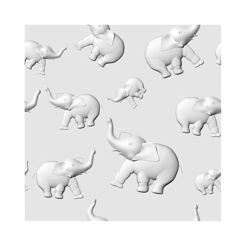 3D Wall Panel - JUNGLE - Close-up of a gypsum panel featuring playful elephant relief patterns | DecorMania UK
