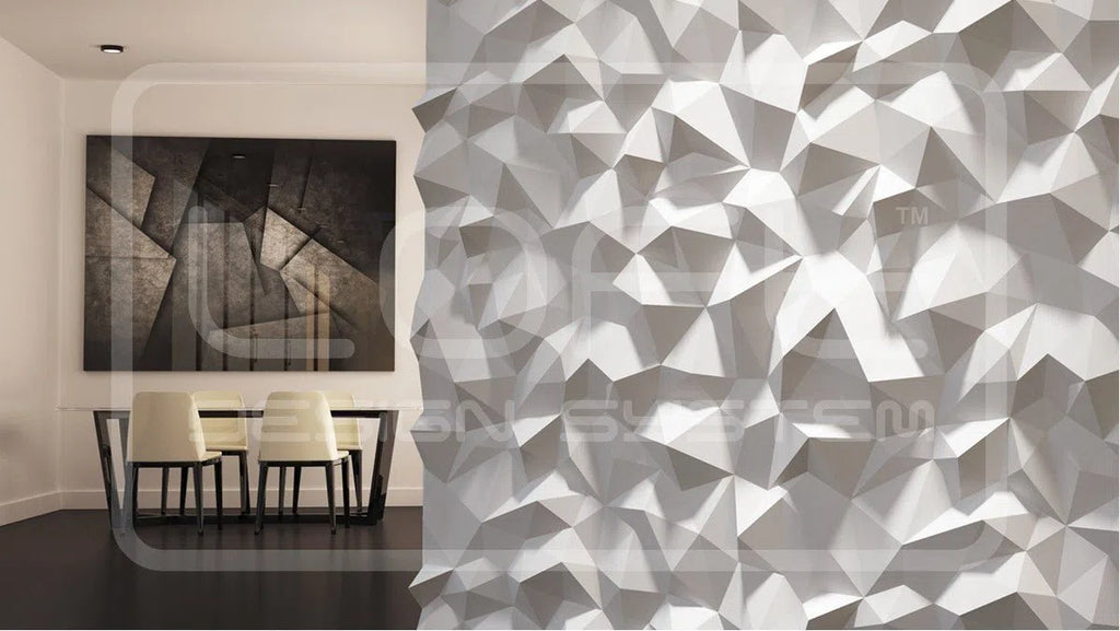 3D Wall Panel - PEAKS - Gypsum Panels in modern living room | DecorMania UK 