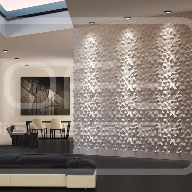3D Wall Panel - PEAKS - Gypsum Panels in living room  | DecorMania UK 