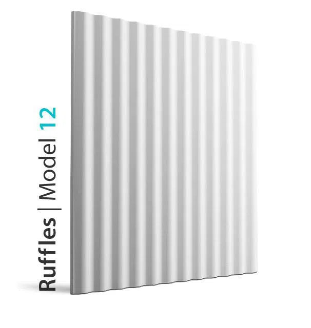 3D Wall Panel - RUFFLES - Gypsum Panels on white background  | DecorMania UK 