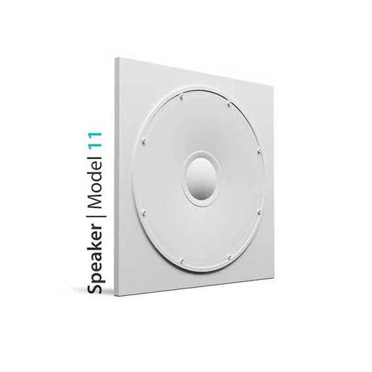 3D Wall Panel - SPEAKER - Close-up of a gypsum panel with a speaker-inspired circular relief design | DecorMania UK