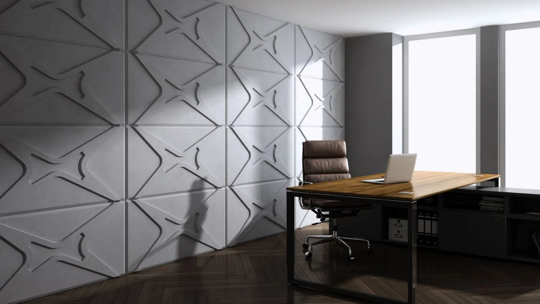 3D Concrete Wall Panels STARS in a modern office | DecorMania UK