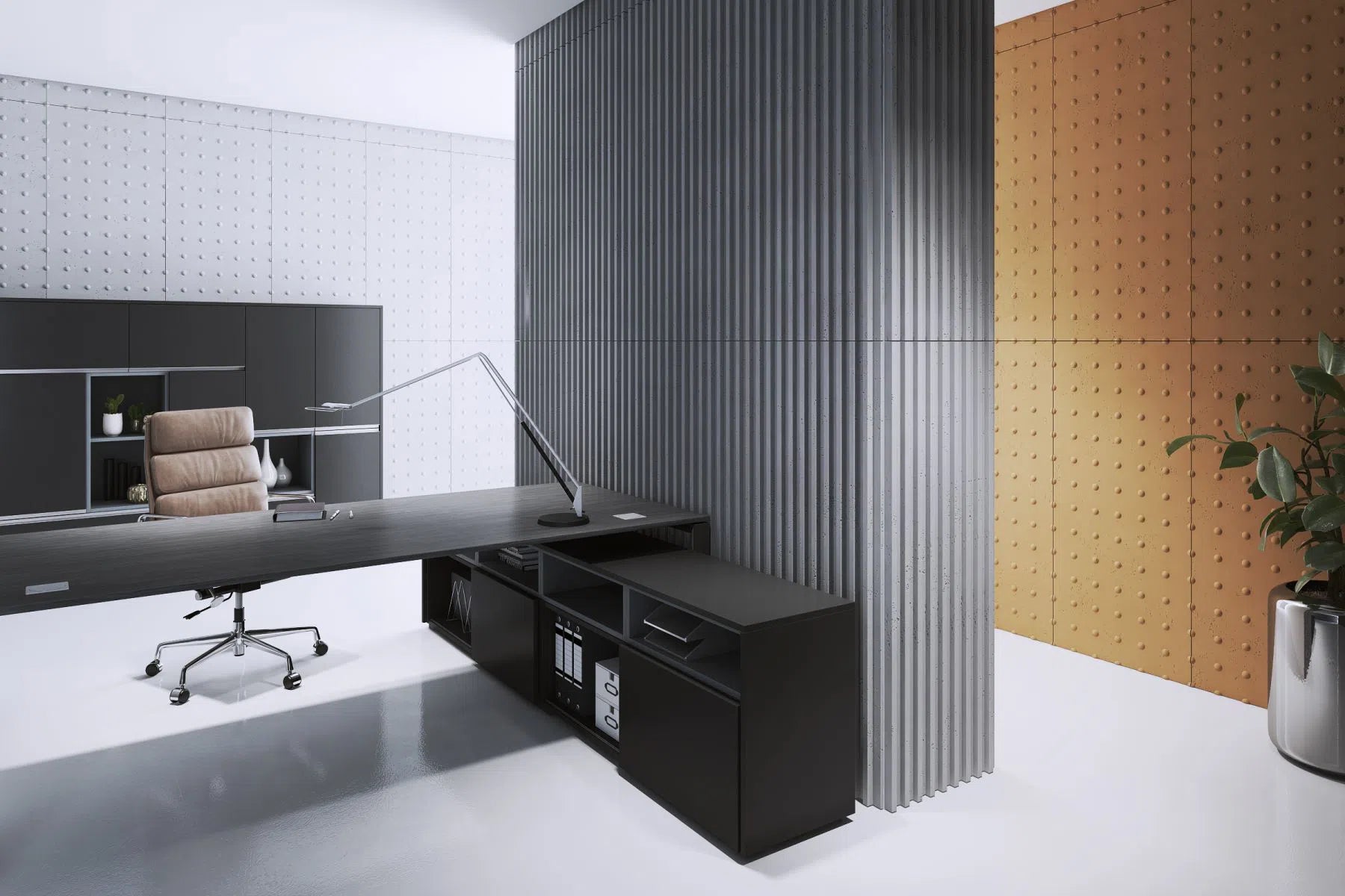 3D Concrete Wall Panel RIFT M in a classy interior | DecorMania UK