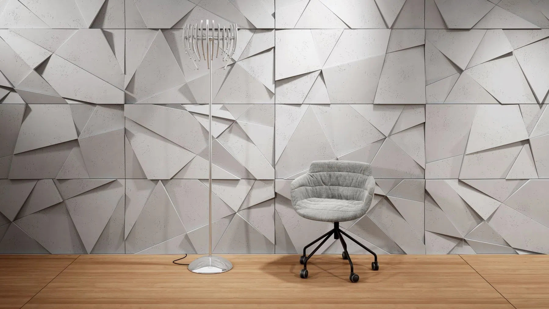 3D Concrete Wall Panels CRYSTAL in modern interior | DecorMania UK