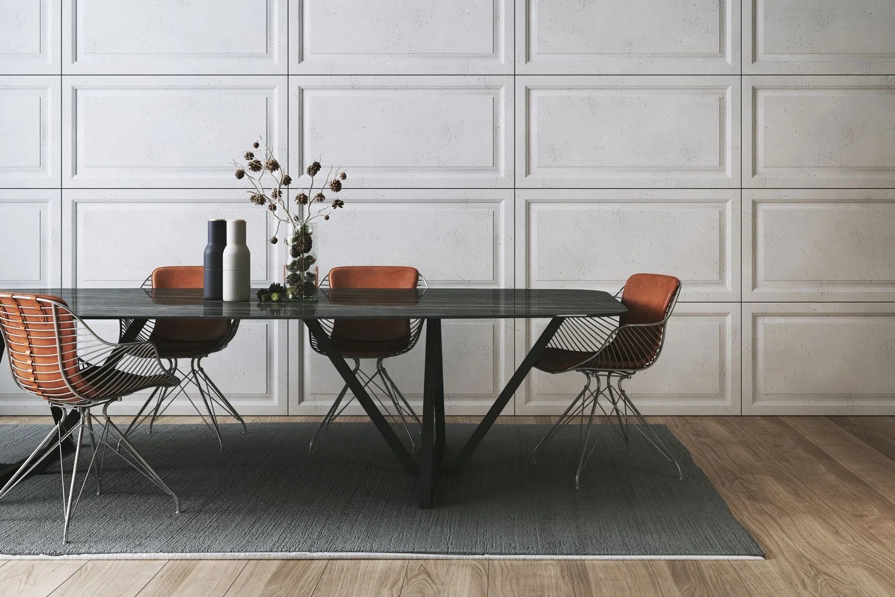 3D Concrete Wall Panels FRAMES in a dining space | DecorMania UK